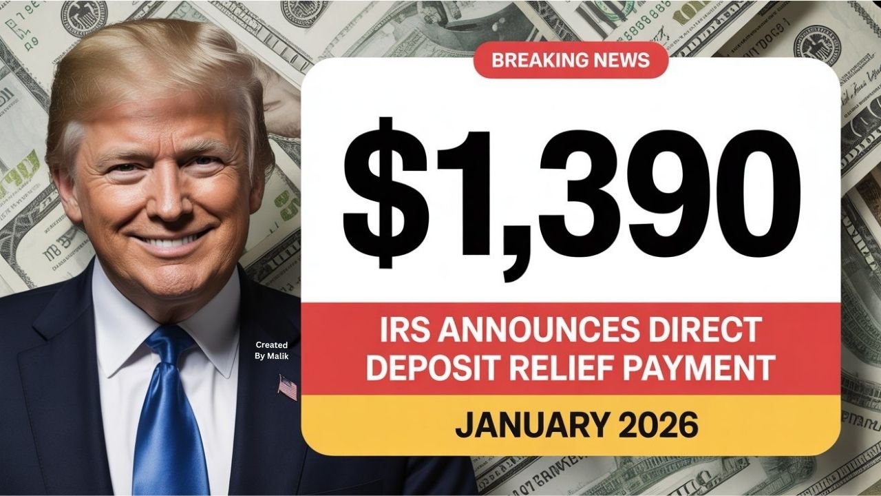 IRS Announces $1390 Direct Deposit Relief Payment For January 2026